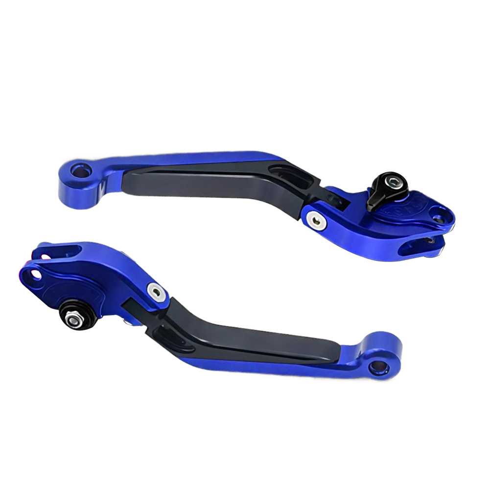 Motorcycle Gear Blue - 1 ペアオートバイブレーキクラッチレバーハンドル 6 ギアポジション調整可能なアルミ合金ブルー & ブラック