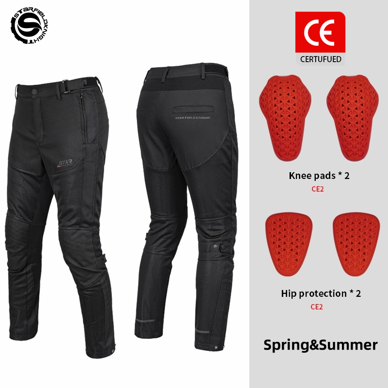 Motorcycle Gear For Summer - スターフィールドナイト-メンズバイクパンツ,通気性メッシュパンツ,ブラック,サマー,新品