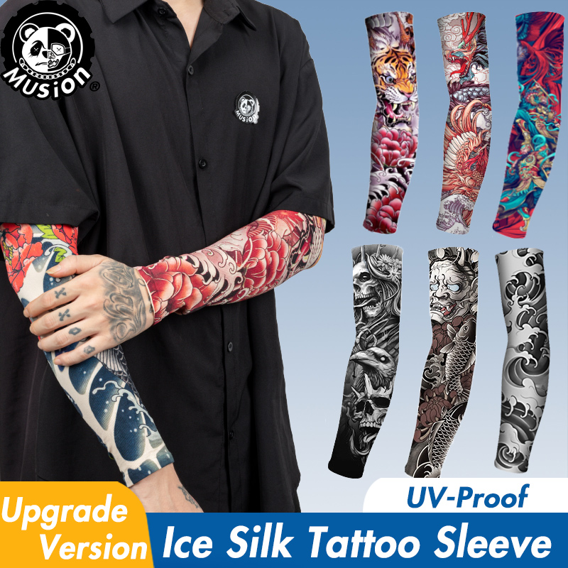 Motorcycle Gear Sleeve - Musion 新しいシームレスタトゥースリーブ抗 UV ダストハンドソックスアームスリーブ釣りオートバイ自転車ユニセックスタトゥースリーブセットペア