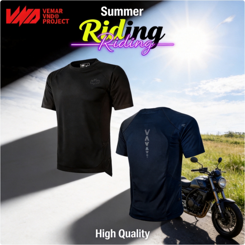 Motorcycle Gear Sleeve - 夏用バイクTシャツ CE1規格保護ギア 通気性速乾 半袖 バックガード ショルダーパッド付き