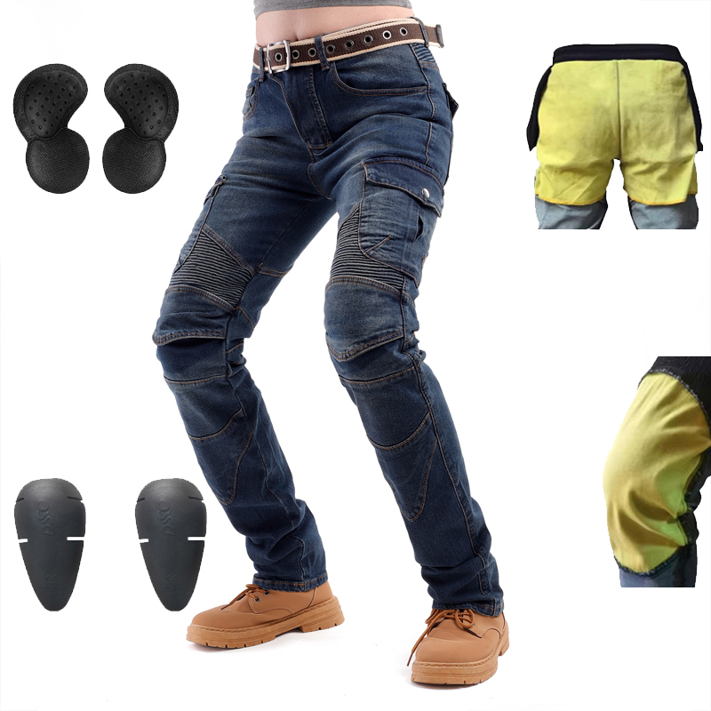 Motorcycle Gear Women Pants - ケブラー製バイク用ジーンズ 女性用モトクロスパンツ ソフトカジュアルライディングギア 耐摩耗性
