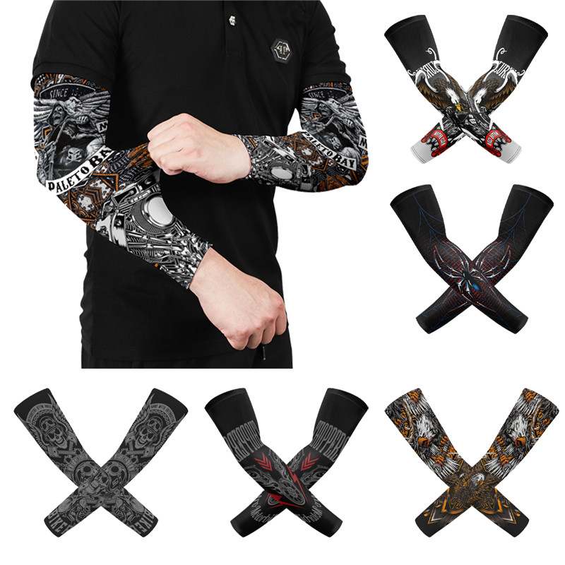 Motorcycle Gear Sleeve - 1 ペアアイスシルクアームスリーブ男性夏 UV 保護通気性弾性アームカバーオートバイ乗馬釣り冷却アームプロテクター