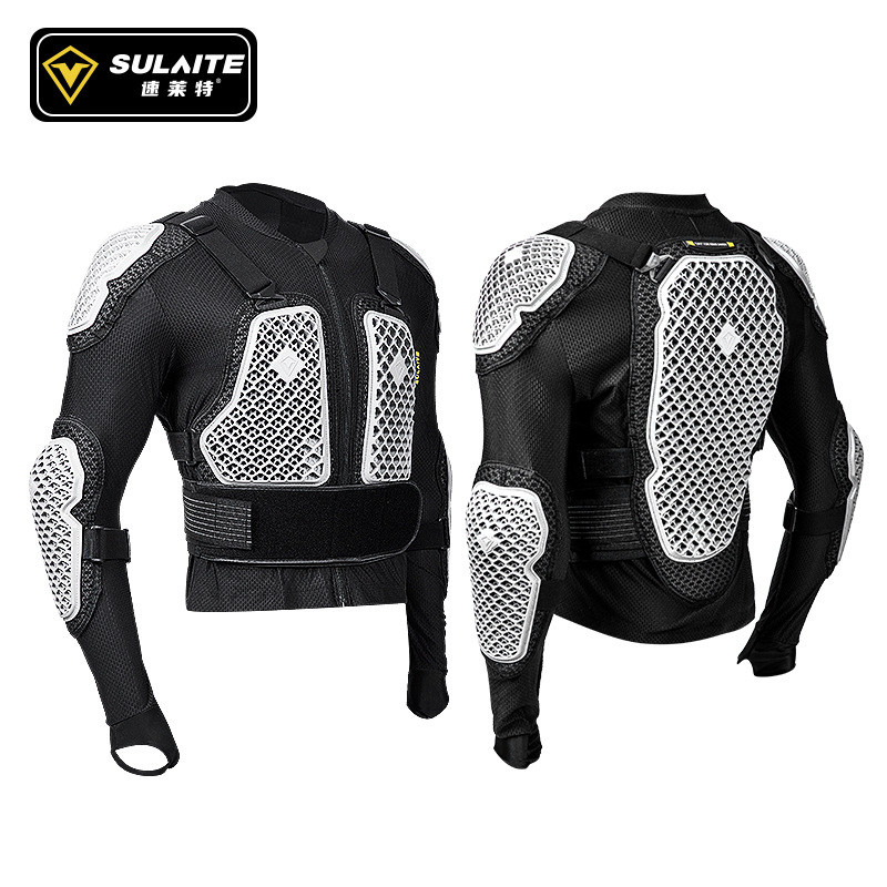 Motorcycle Gear White - SULAITE オートバイジャケットパンツセット男性夏通気性フルジッパー調節可能なウエストモトライディングスーツ黒白ツーリングギア