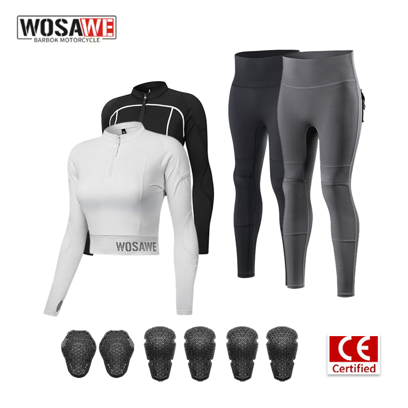 Motorcycle Gear Jacket Women - WOSAWE 女性用バイクライディングスーツ 夏用 通気性 クロップジャケット パンツセット