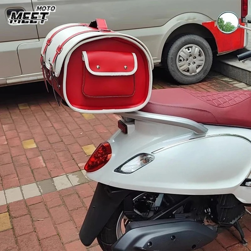Motorcycle Gear Vintage - 防水荷物バッグヴィンテージレザーオートバイリアトランクバッグユニバーサル防水サイドツール荷物パック 33L