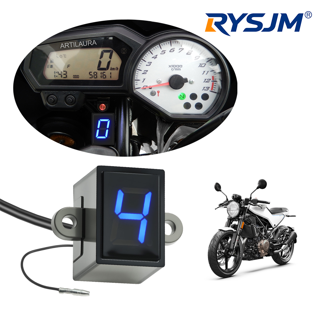Motorcycle Gear Blue - スーパー6スピードディスプレイユニバーサルオートバイデジタルギアインジケーターブルーLEDライトニュートラルギア表示シフトレバーギアインジケーター