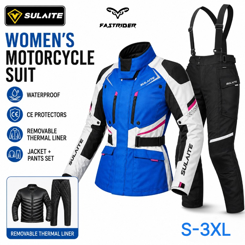 Motorcycle Gear Jacket Women - 女性用オートバイライディングスーツ 冬用防水保護ギア ジャケットパンツ 取り外し可能なサーマルライナー ツーリングバイクウェア
