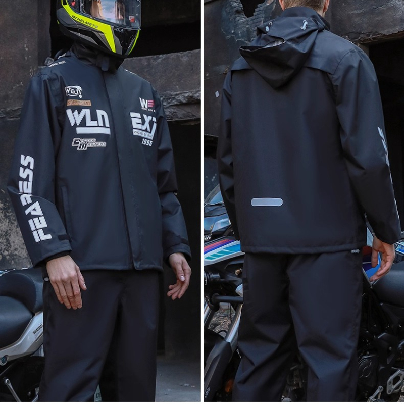 メンズオートバイレインコートスーツ通気性防雨フルボディオック - Motorcycle Gear White のレビューと価格