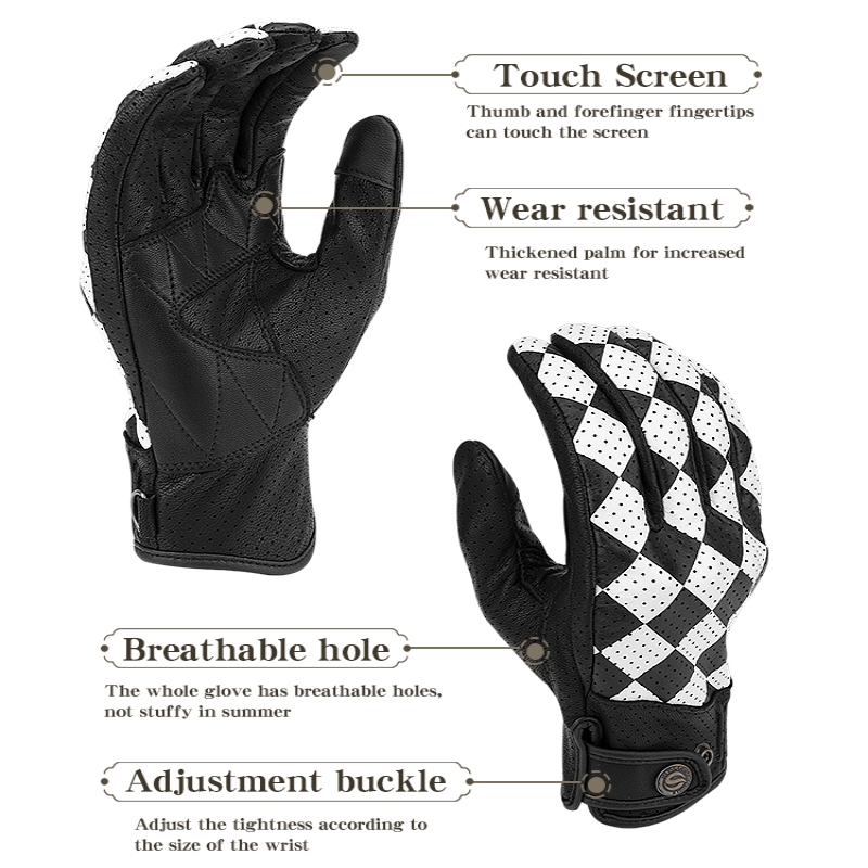 スターフィールドナイトブラック&ホワイトオートバイグローブレ - Motorcycle Gear White のレビューと価格