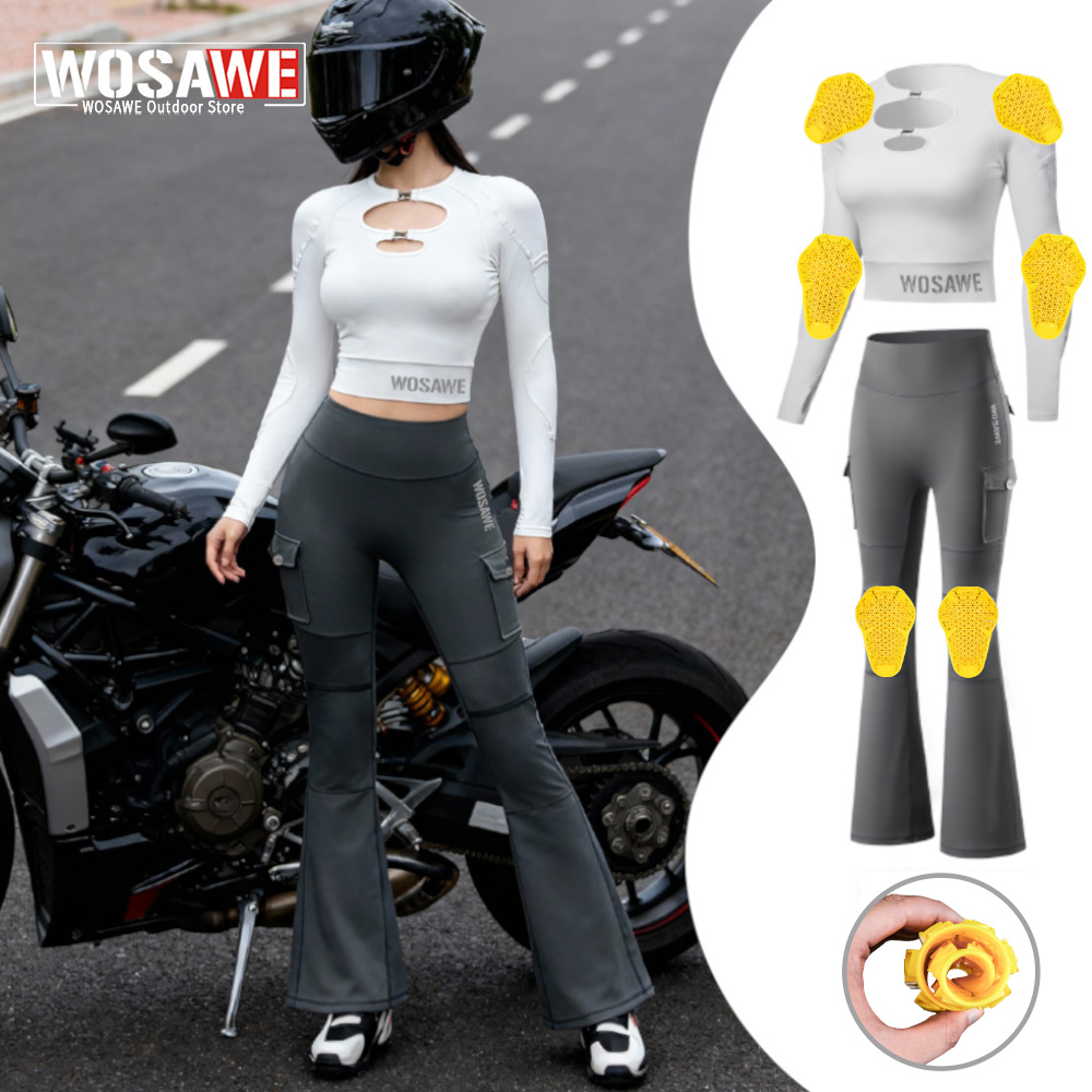 WOSAWE 女性用オートバイジャケットとパンツセット、取り - Motorcycle Gear Jacket Women のレビューと価格