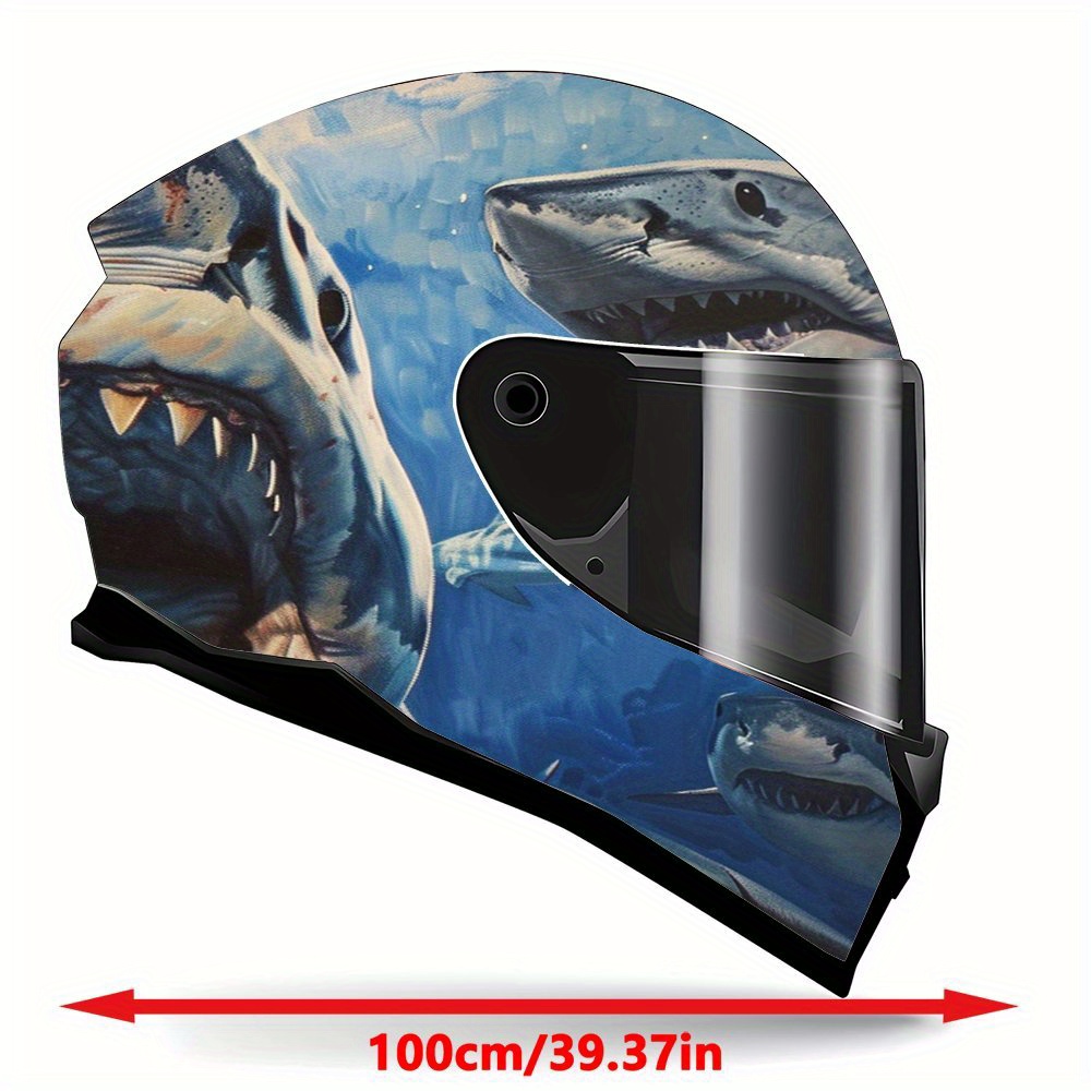 ホオジロザメオートバイヘルメットデカール - 防水、耐傷性ビ - Motorcycle Gear White のレビューと価格
