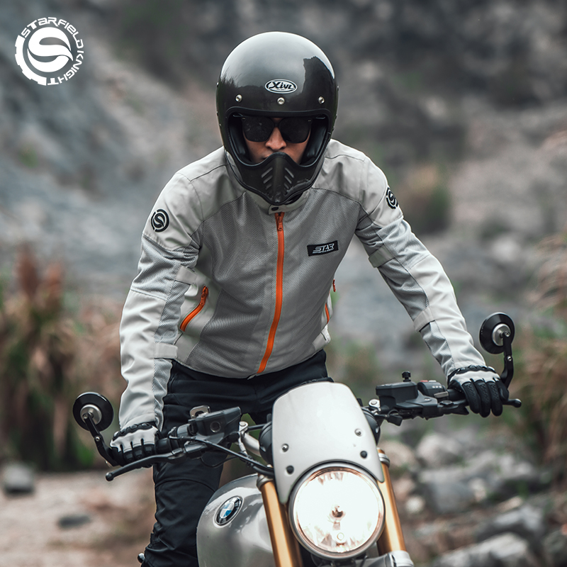 SFK グレーホワイトオートバイジャケットメンズライディング - Motorcycle Gear White のレビューと価格