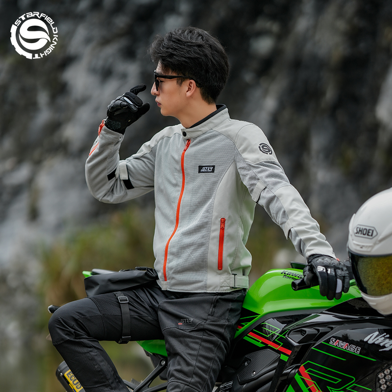 SFK グレーホワイトオートバイジャケットメンズライディング - Motorcycle Gear White のレビューと価格