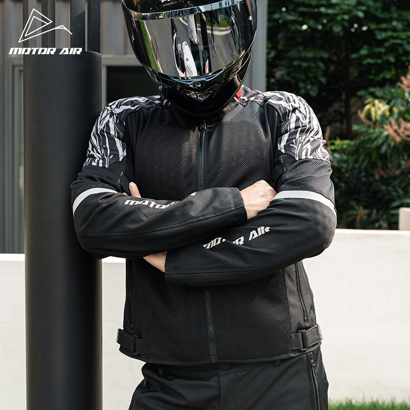 黒と白のオートバイジャケット最新メンズライディングギア衣類夏 - Motorcycle Gear White のレビューと価格
