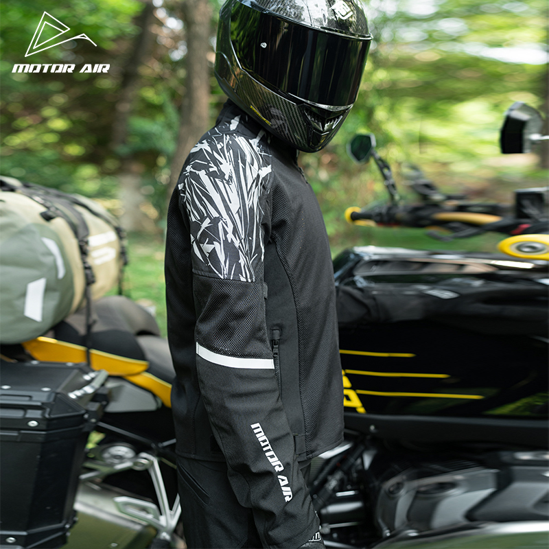 黒と白のオートバイジャケット最新メンズライディングギア衣類夏 - Motorcycle Gear White のレビューと価格