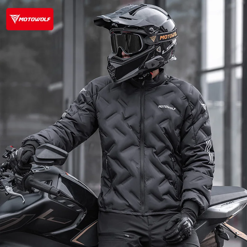 オートバイダウンジャケット冬防水ホワイトダックダウンジャケッ - Motorcycle Gear White のレビューと価格