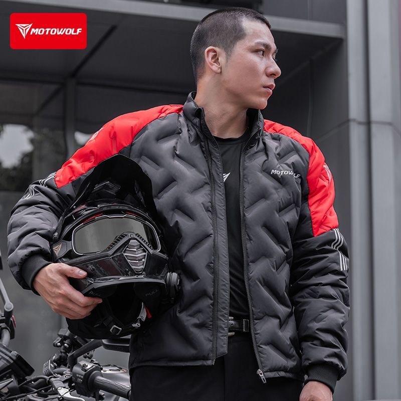 オートバイダウンジャケット冬防水ホワイトダックダウンジャケッ - Motorcycle Gear White のレビューと価格