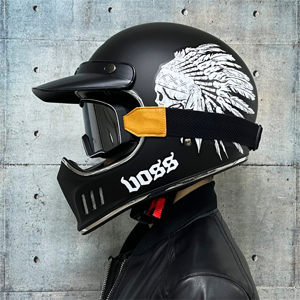 ヴィンテージフルフェイスオートバイモトクロスヘルメット AB - Motorcycle Gear Vintage のレビューと価格