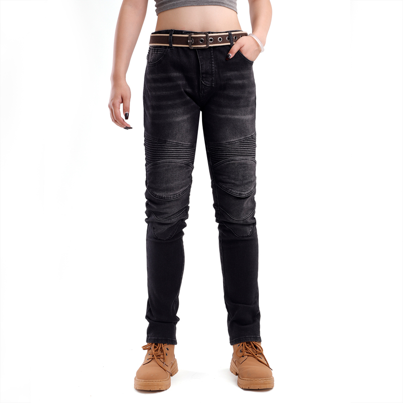 レディースバイクジーンズ ブラック ダートバイクパンツ オフ - Motorcycle Gear Women Pants のレビューと価格
