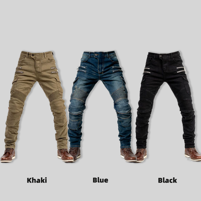 新しいダブルジッパーメタルスタイルモトクロスモトパンツ男性女 - Motorcycle Gear Women Pants のレビューと価格