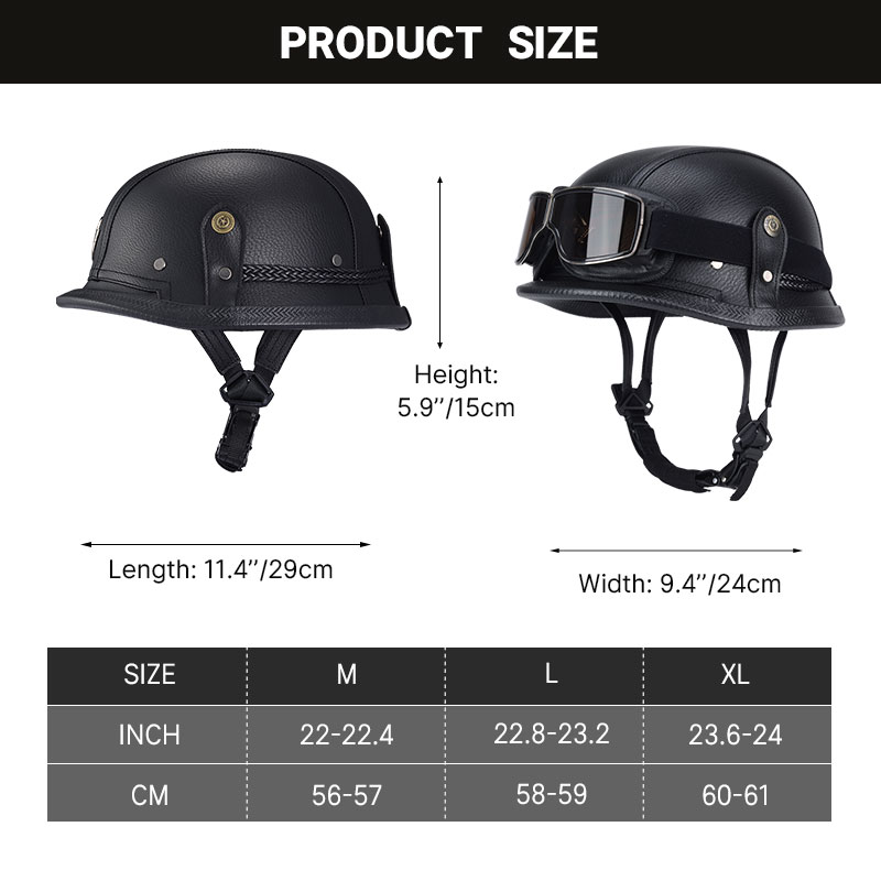 ドイツハーフヴィンテージヘルメットクラシックオープンフェイス - Motorcycle Gear Vintage のレビューと価格