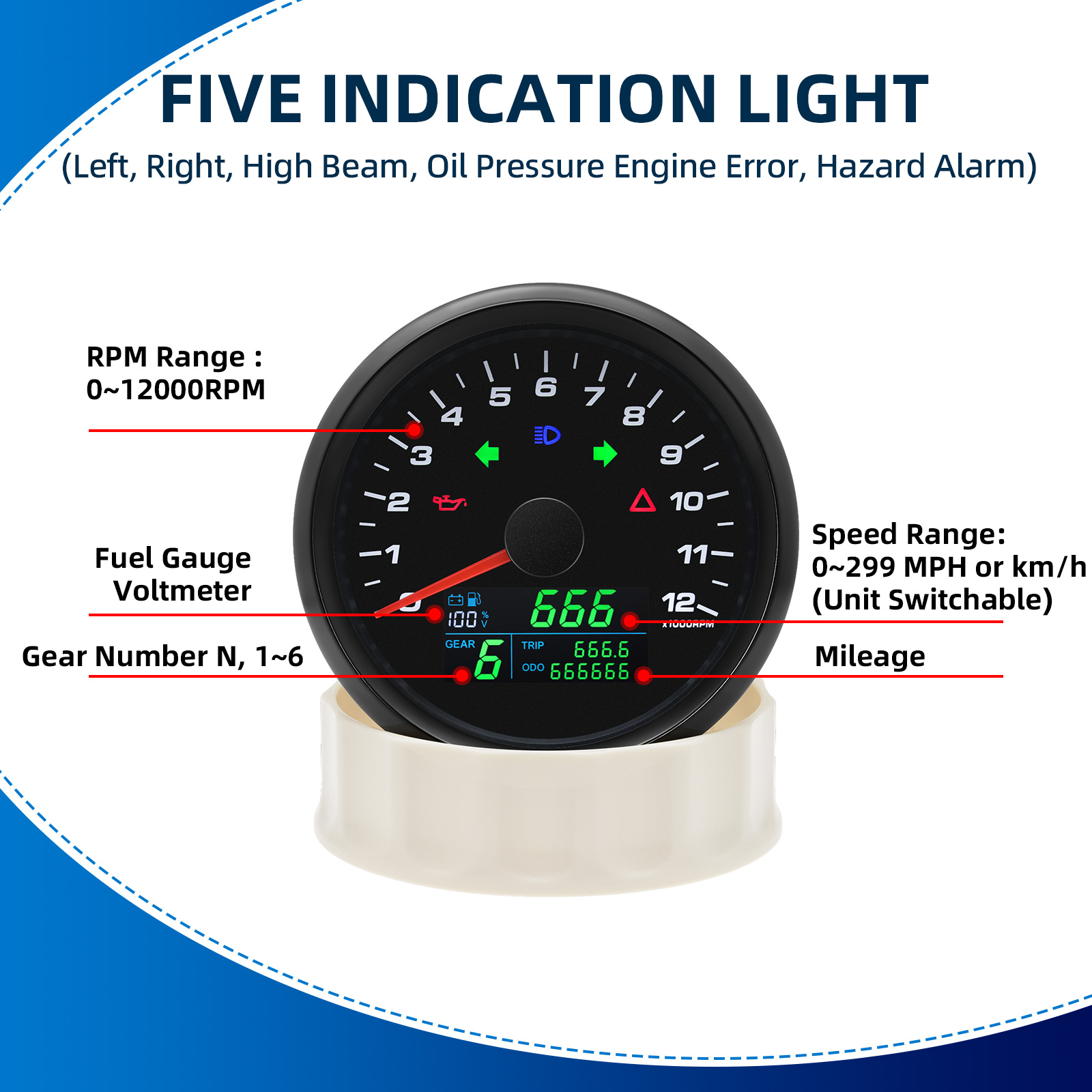 85 ミリメートル多機能ゲージ GPS スピードメータータコ - Motorcycle Gear Levels のレビューと価格