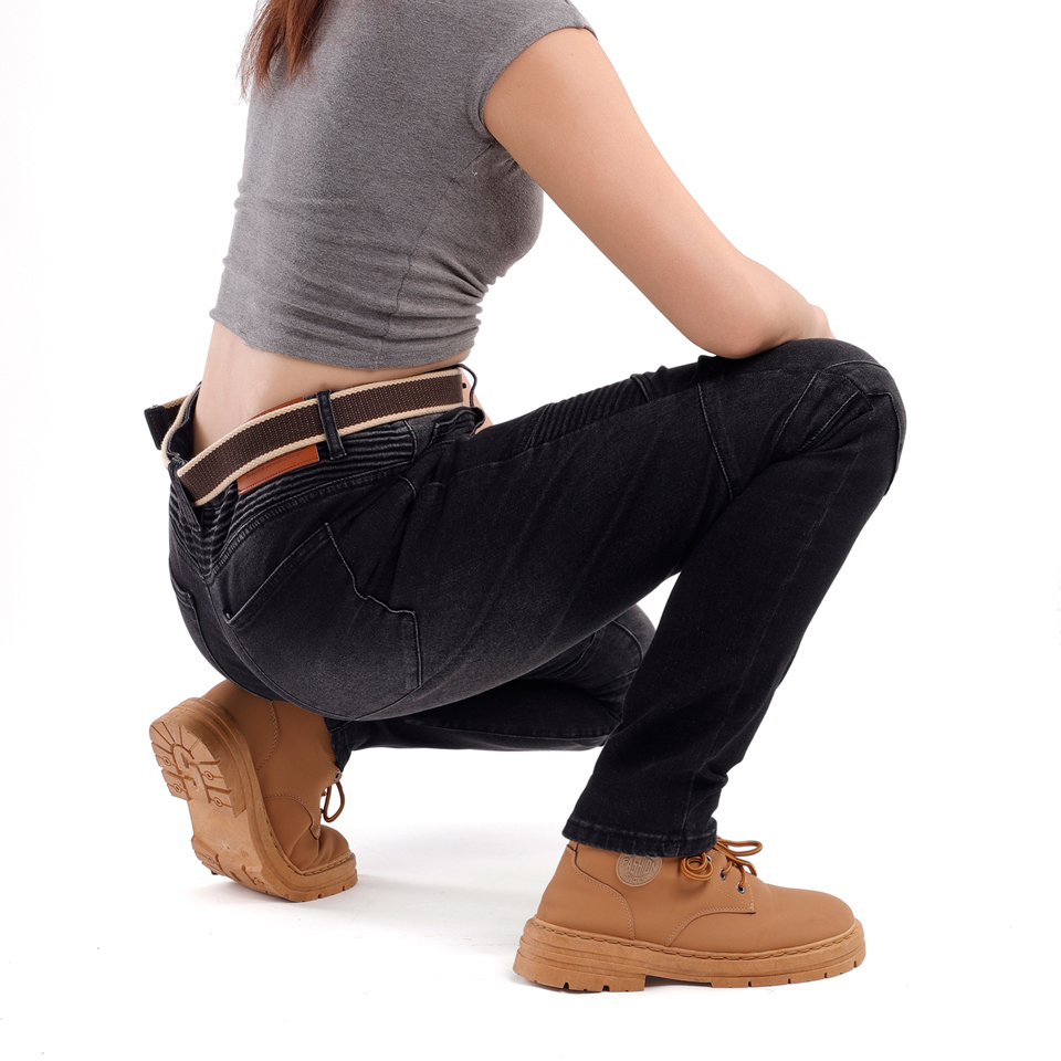 女性用ブラックオフロードバイクジーンズ、ダートバイクライディ - Motorcycle Gear Women Pants のレビューと価格