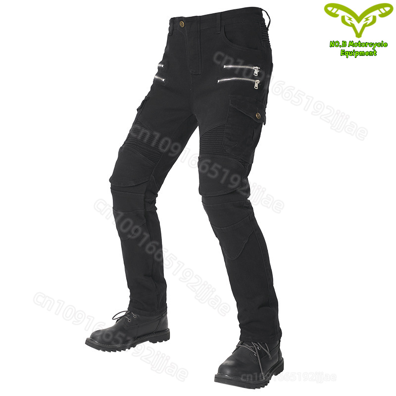 新しいダブルジッパーメタルスタイルモトクロスモトパンツ男性女 - Motorcycle Gear Women Pants のレビューと価格