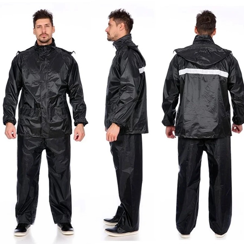 黒オートバイ黒大人のレインコート防水レインギアスーツ男性屋外 - Motorcycle Gear Women Pants のレビューと価格