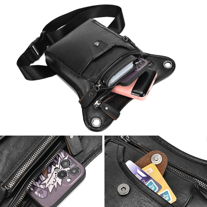 ヴィンテージPUレザーウエストパックドロップレッグバッグ男女 - Motorcycle Gear Vintage のレビューと価格