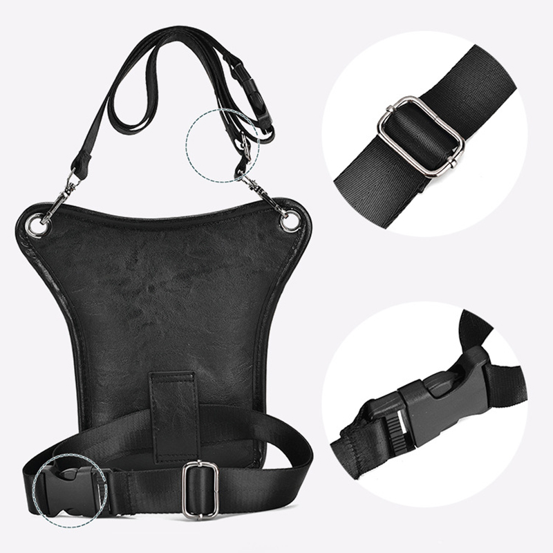 ヴィンテージPUレザーウエストパックドロップレッグバッグ男女 - Motorcycle Gear Vintage のレビューと価格